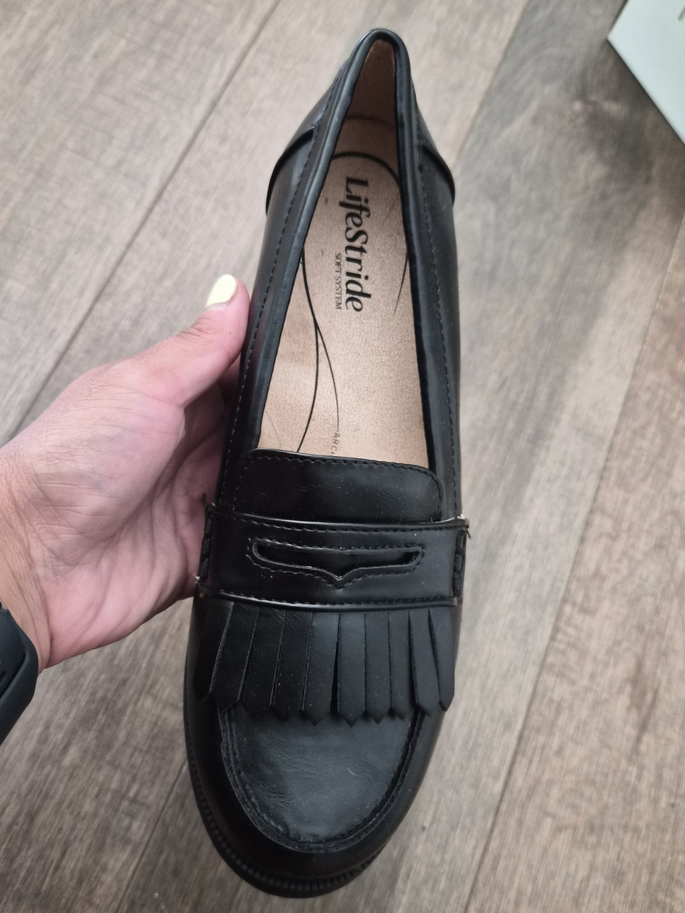 Life Stride Black Fringe Slip-On Loafer